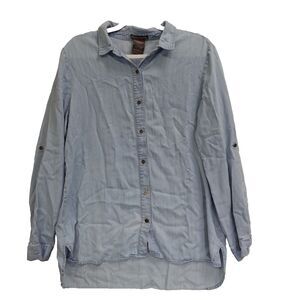 Chelsea & Theodore Tencel Denim Shirt Womens Large Long Sleeve Blue Button Up